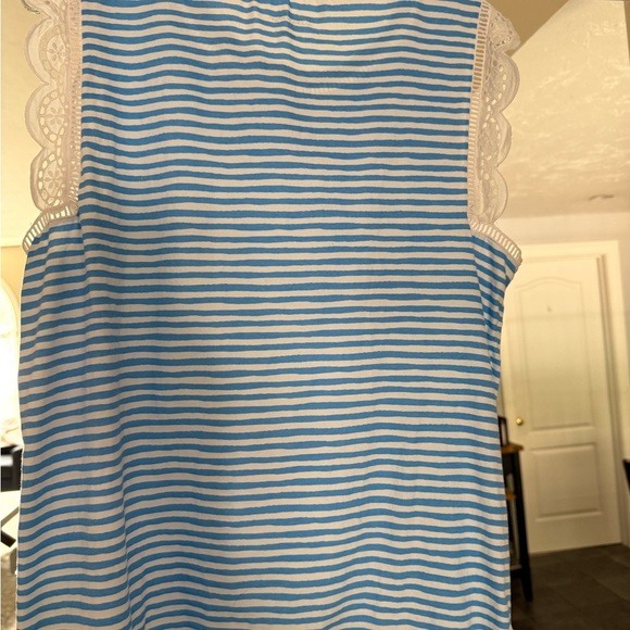 Lilly Pulitzer Zanzibar Blue Striped Sleeveless Shirt XL - Picture 2 of 3